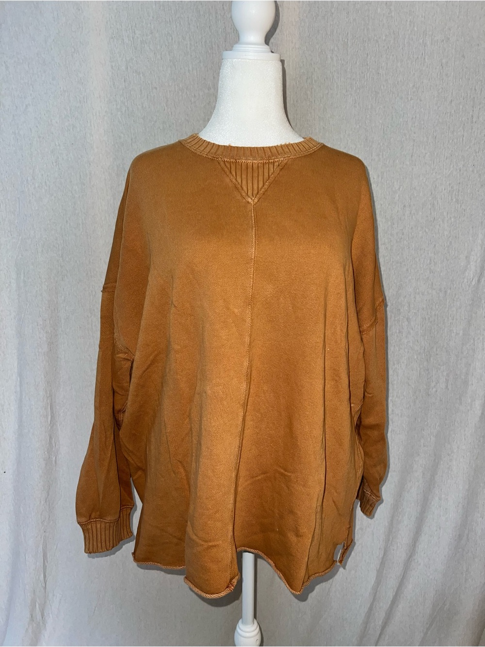 aerie Oversized Crewneck Sweatshirt in Rust Brown
